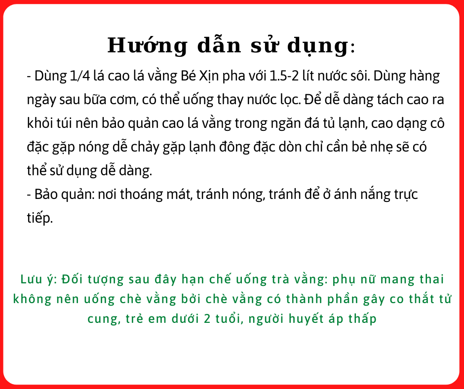 Hướng dẫn sử dụng cao lá vằng